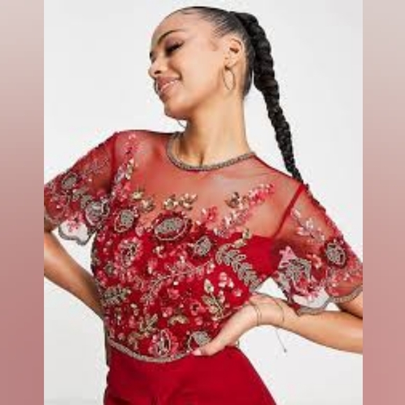 NWT Spectacular Red Illusions Cocktail Dress By Virgos Lounge. Size 8 - Picture 3 of 16